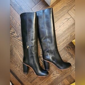 $1550 Brand New 100% Auth Fendi Over the Knee Black Leather Boots Sz 39 9